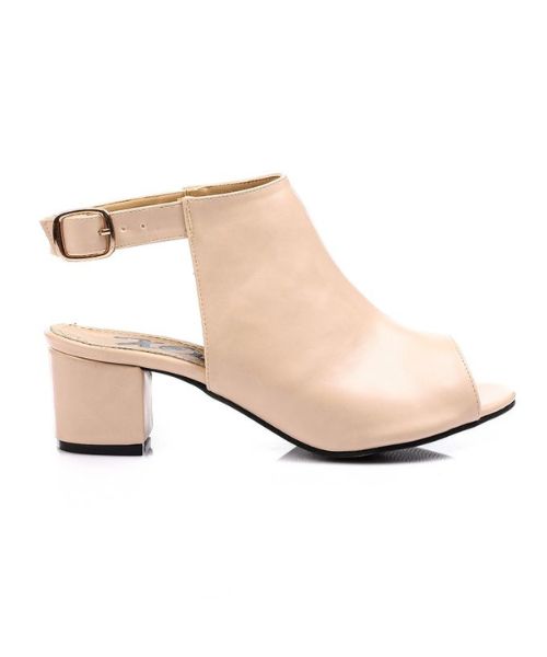 XO Style Faux Leather Heel Sandal For Women - Beige