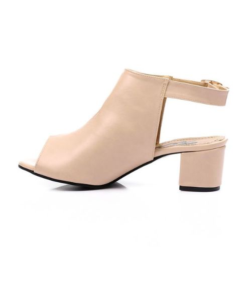 XO Style Faux Leather Heel Sandal For Women - Beige