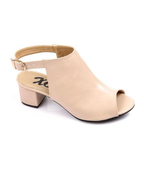 XO Style Faux Leather Heel Sandal For Women - Beige