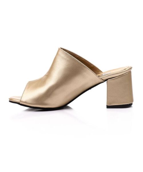 XO Style Faux Leather Heel Sandal For Women - Gold