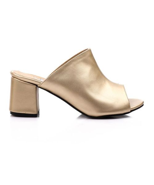 XO Style Faux Leather Heel Sandal For Women - Gold