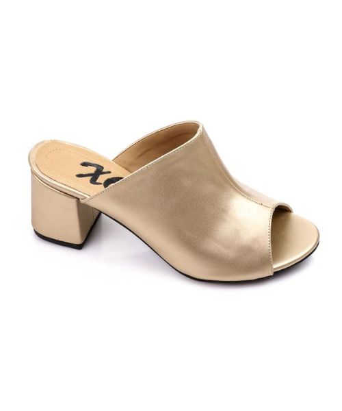 XO Style Faux Leather Heel Sandal For Women - Gold