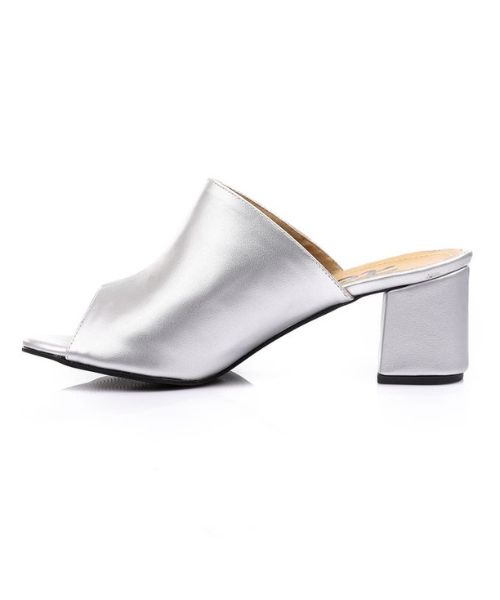 XO Style Faux Leather Heel Sandal For Women - Silver