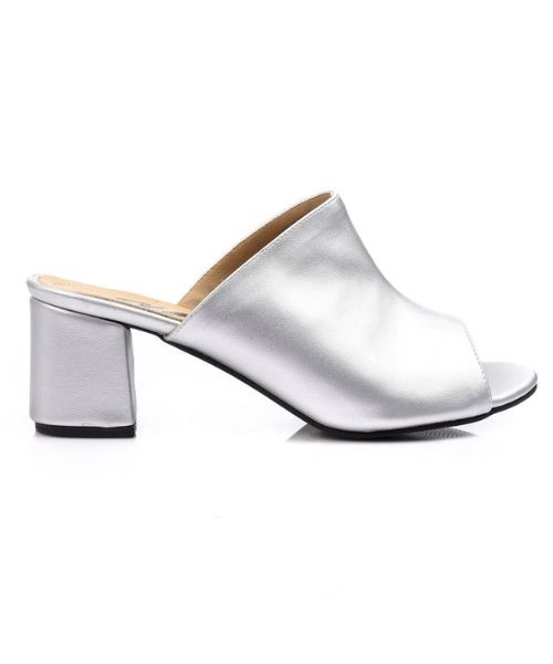 XO Style Faux Leather Heel Sandal For Women - Silver