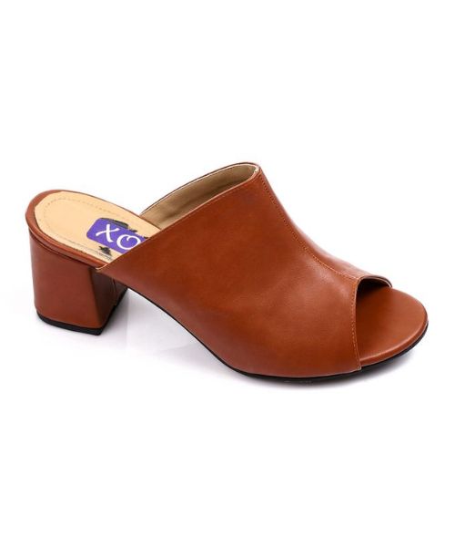 XO Style Faux Leather Heel Sandal For Women - Havana