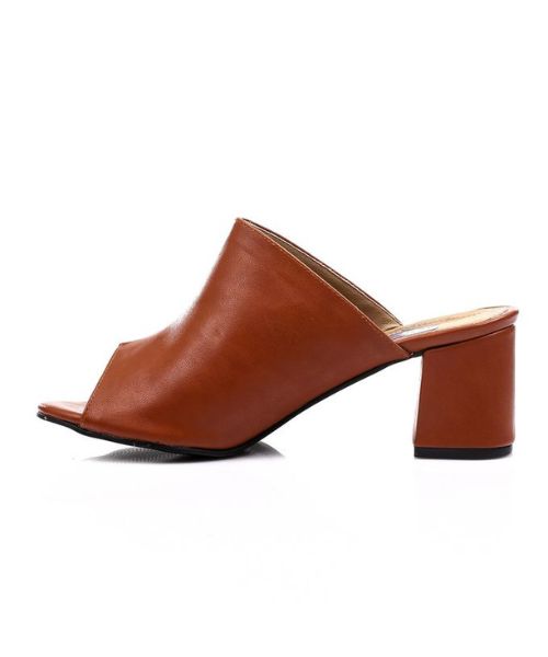 XO Style Faux Leather Heel Sandal For Women - Havana