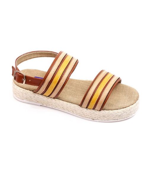 XO Style Faux Leather Flat Sandal For Women - Havana