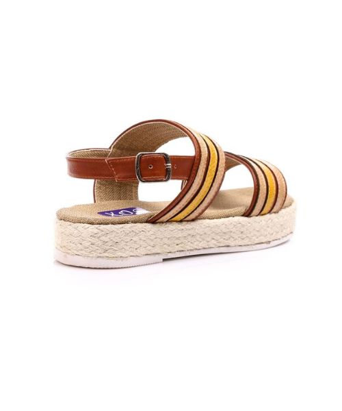 XO Style Faux Leather Flat Sandal For Women - Havana