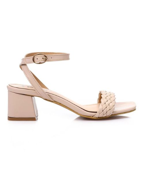 XO Style Faux Leather Heel Sandal For Women - Beige