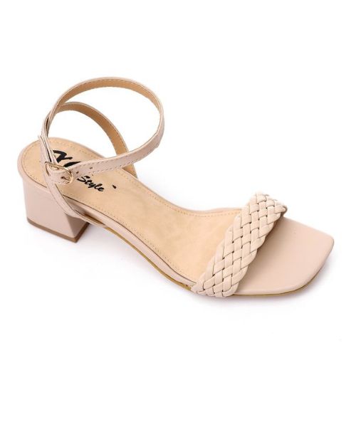 XO Style Faux Leather Heel Sandal For Women - Beige