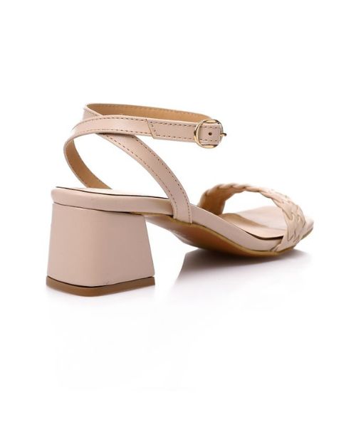 XO Style Faux Leather Heel Sandal For Women - Beige