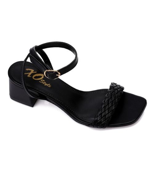 XO Style Faux Leather Heel Sandal For Women - Black