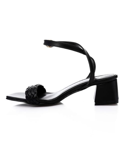 XO Style Faux Leather Heel Sandal For Women - Black