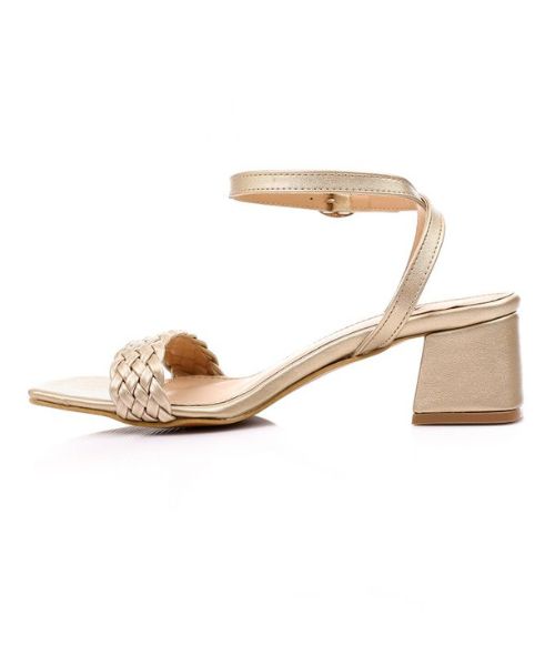 XO Style Faux Leather Heel Sandal For Women - Gold