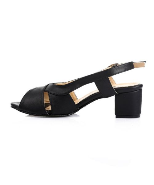 XO Style Faux Leather Heel Sandal For Women - Black