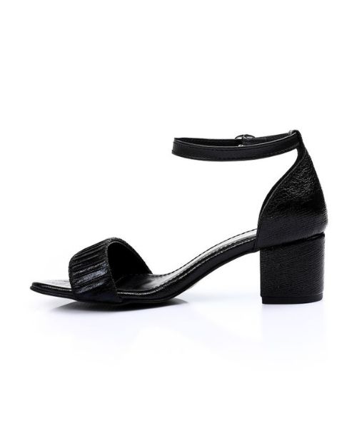 XO Style Faux Leather Heel Sandal For Women - Black