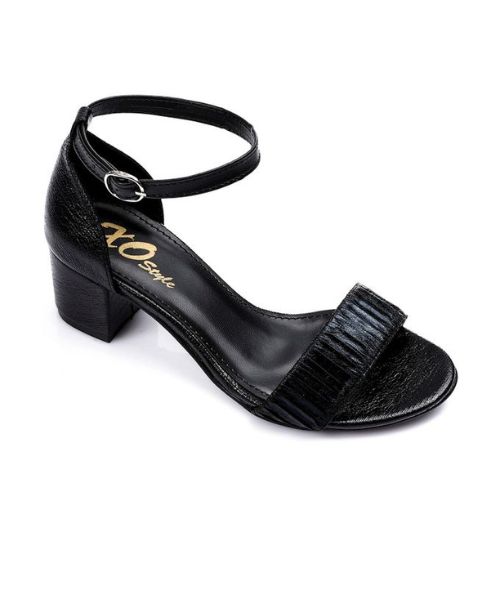 XO Style Faux Leather Heel Sandal For Women - Black