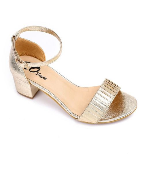 XO Style Faux Leather Heel Sandal For Women - Gold