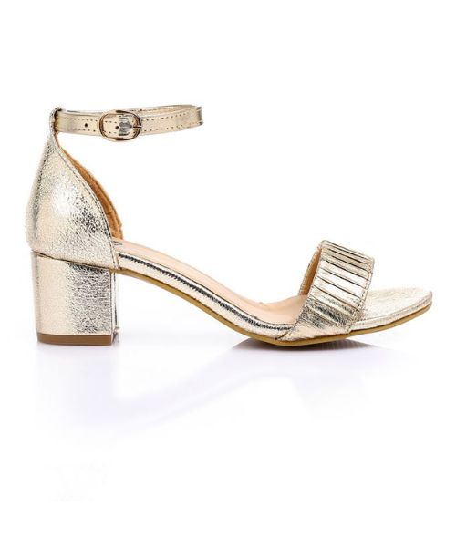 XO Style Faux Leather Heel Sandal For Women - Gold