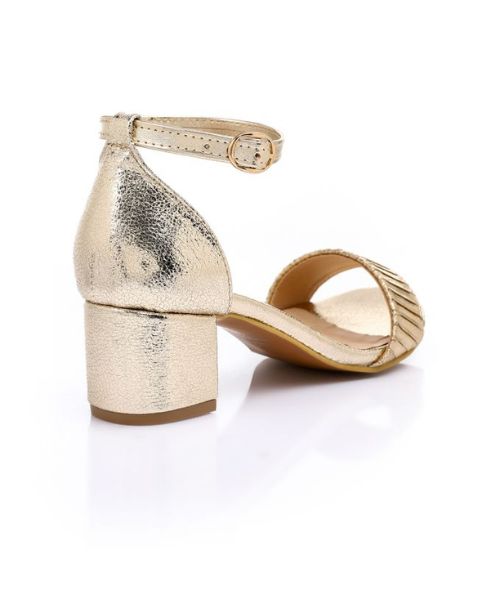 XO Style Faux Leather Heel Sandal For Women - Gold