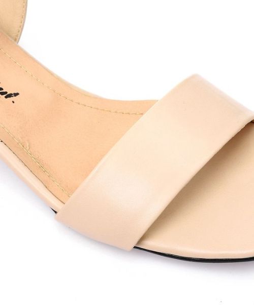 XO Style Faux Leather Heel Sandal For Women - Beige