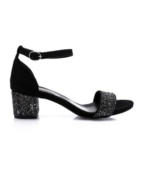 XO Style Faux Leather Heel Sandal For Women - Black