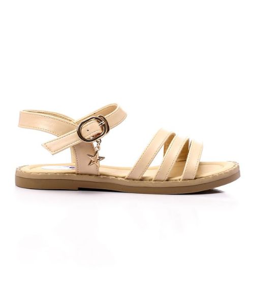 XO Style Faux Leather Flat Sandal For Girls - Beige