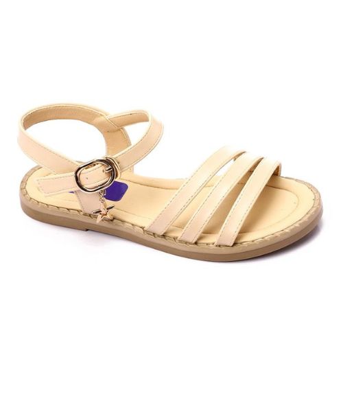 XO Style Faux Leather Flat Sandal For Girls - Beige