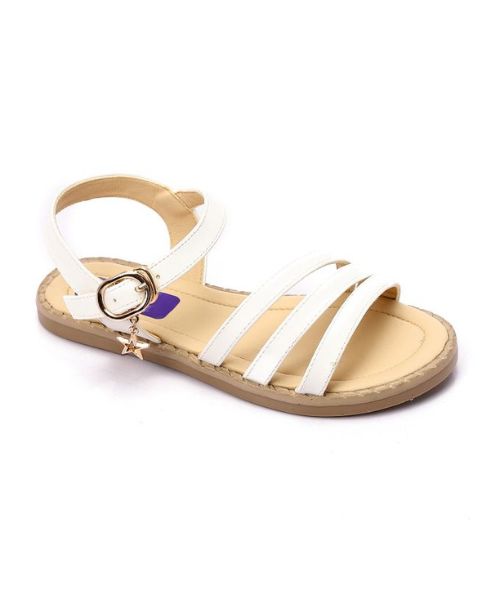 XO Style Faux Leather Flat Sandal For Girls - White