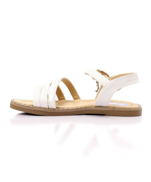 XO Style Faux Leather Flat Sandal For Girls - White