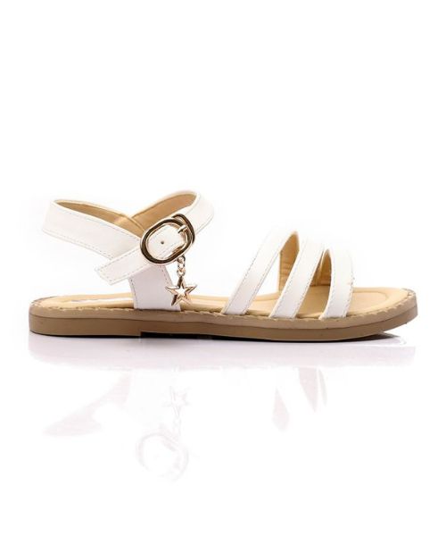 XO Style Faux Leather Flat Sandal For Girls - White