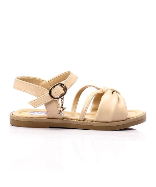 XO Style Faux Leather Flat Sandal For Girls - Beige