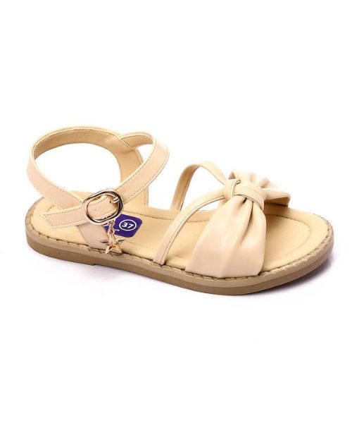 XO Style Faux Leather Flat Sandal For Girls - Beige