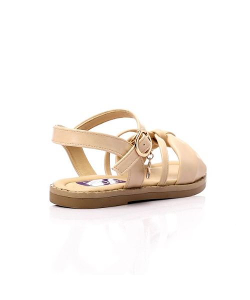 XO Style Faux Leather Flat Sandal For Girls - Beige