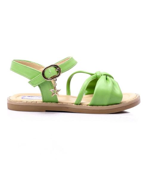 XO Style Faux Leather Flat Sandal For Girls - Green