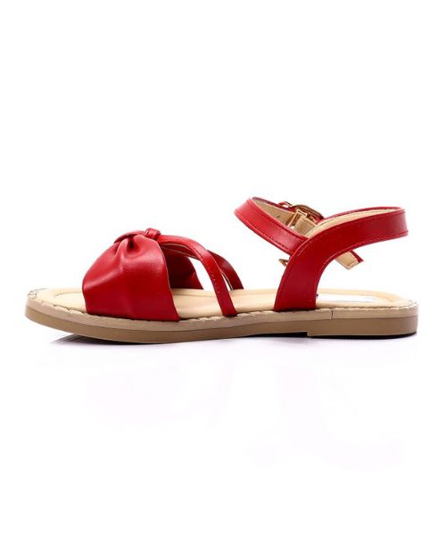 XO Style Faux Leather Flat Sandal For Girls - Red