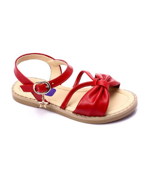 XO Style Faux Leather Flat Sandal For Girls - Red