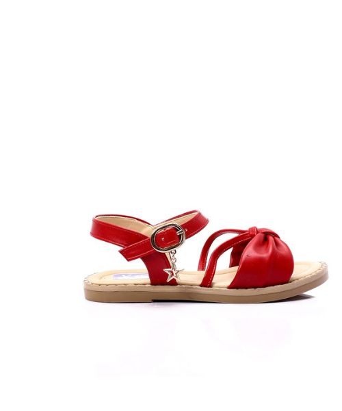 XO Style Faux Leather Flat Sandal For Girls - Red