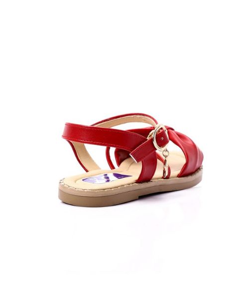 XO Style Faux Leather Flat Sandal For Girls - Red