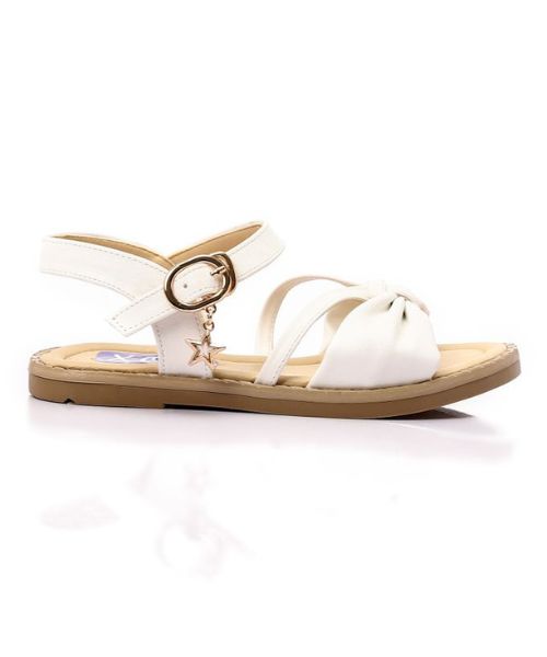 XO Style Faux Leather Flat Sandal For Girls - White