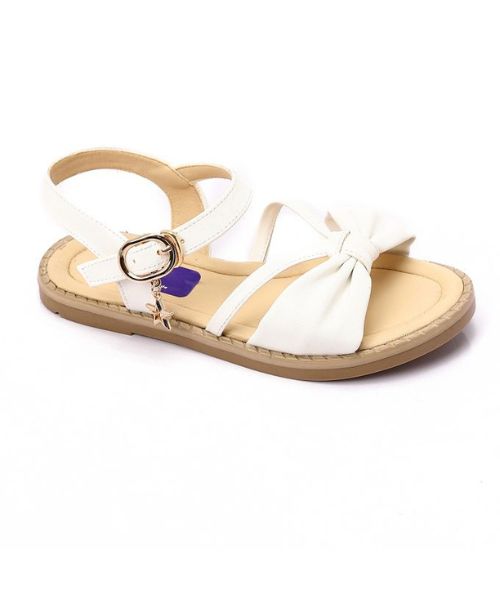 XO Style Faux Leather Flat Sandal For Girls - White