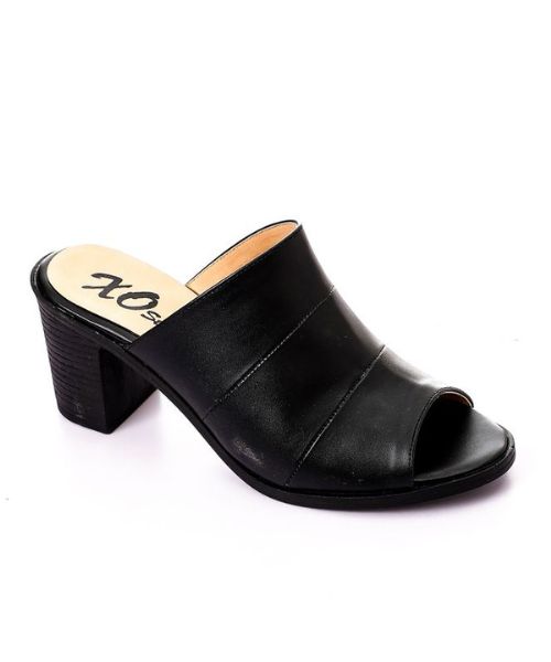 XO Style Faux Leather Heel Sandal For Women - Black