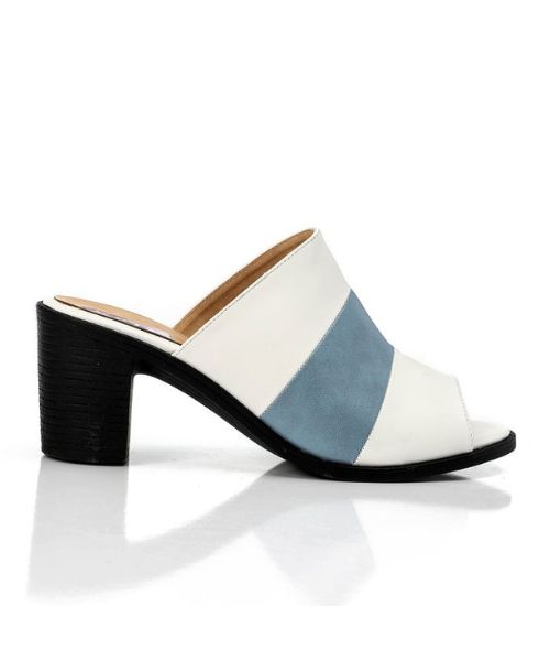 XO Style Faux Leather Heel Sandal For Women - White Light Blue