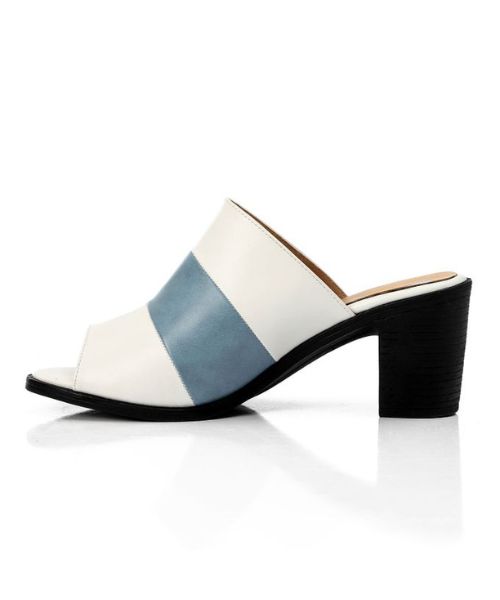 XO Style Faux Leather Heel Sandal For Women - White Light Blue