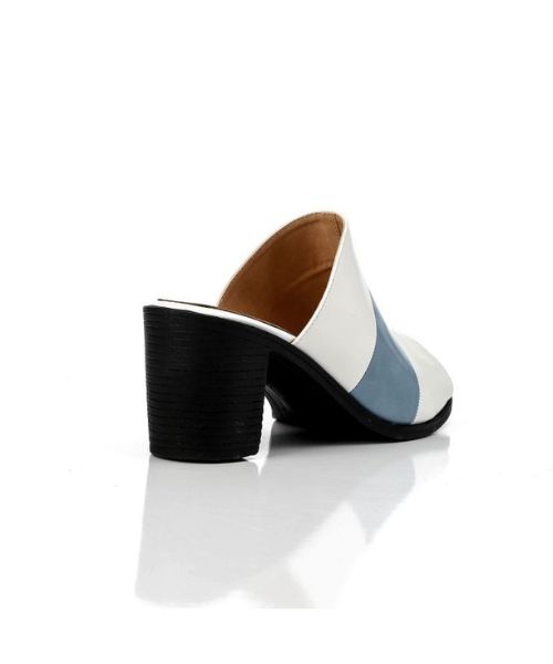 XO Style Faux Leather Heel Sandal For Women - White Light Blue