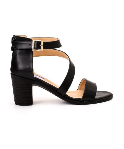 XO Style Faux Leather Heel Sandal For Women - Black