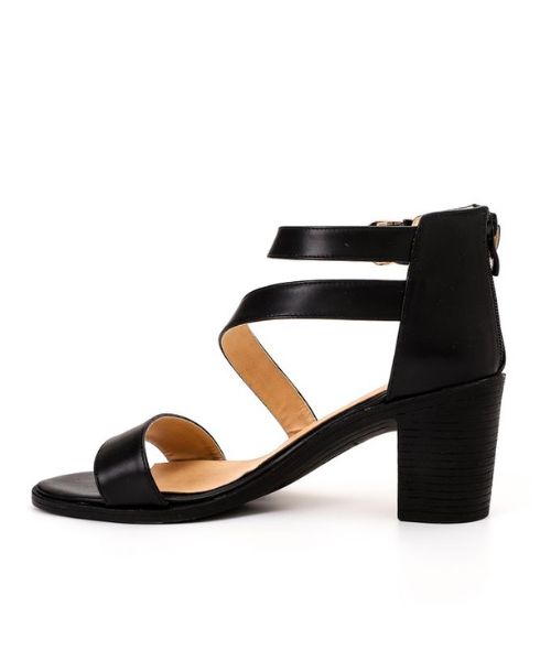 XO Style Faux Leather Heel Sandal For Women - Black