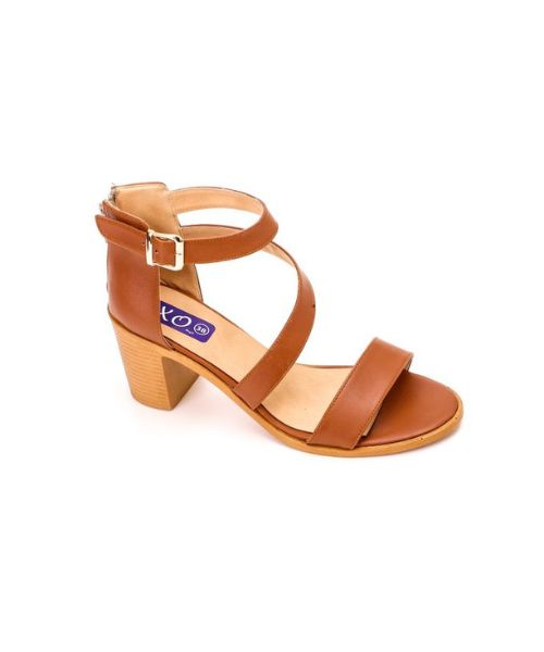 XO Style Faux Leather Heel Sandal For Women - Havana