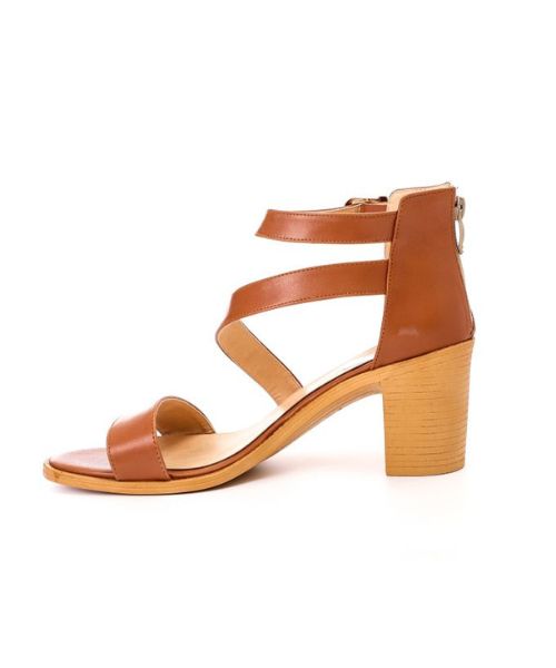 XO Style Faux Leather Heel Sandal For Women - Havana