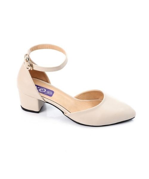 XO Style Faux Leather Heel Shoes For Women - Beige